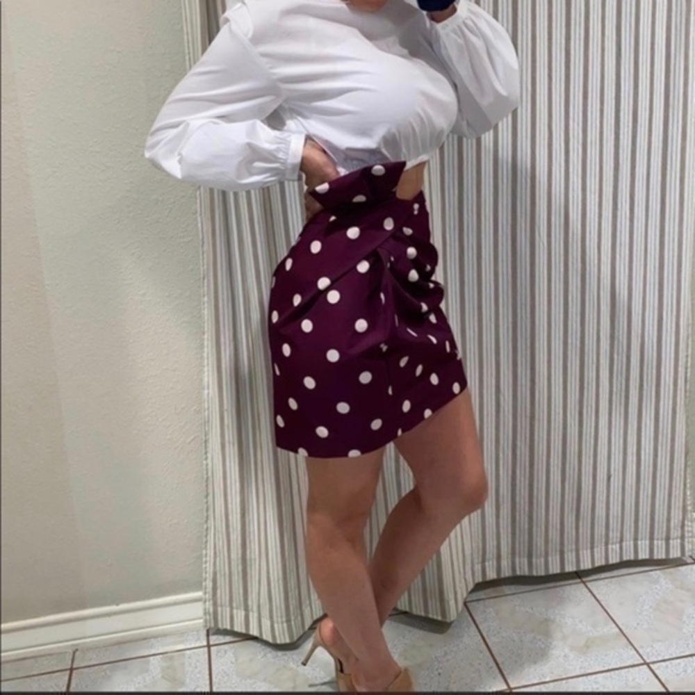 ZARA polka dot taffeta mini skirt